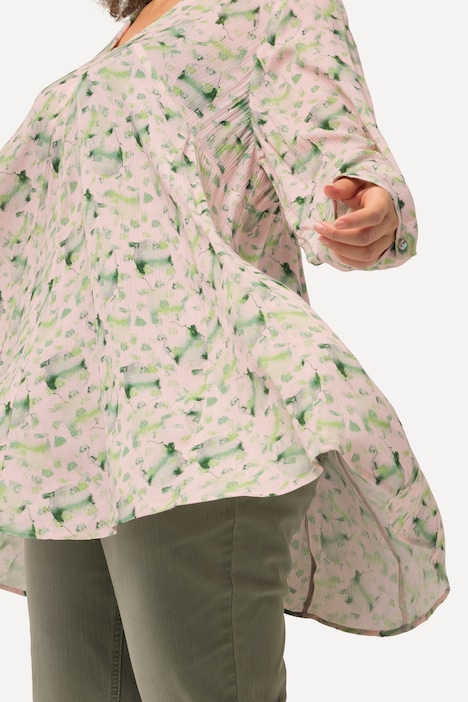 Bluse, bedruckt, A-Linie, Carree-Ausschnitt, Langarm