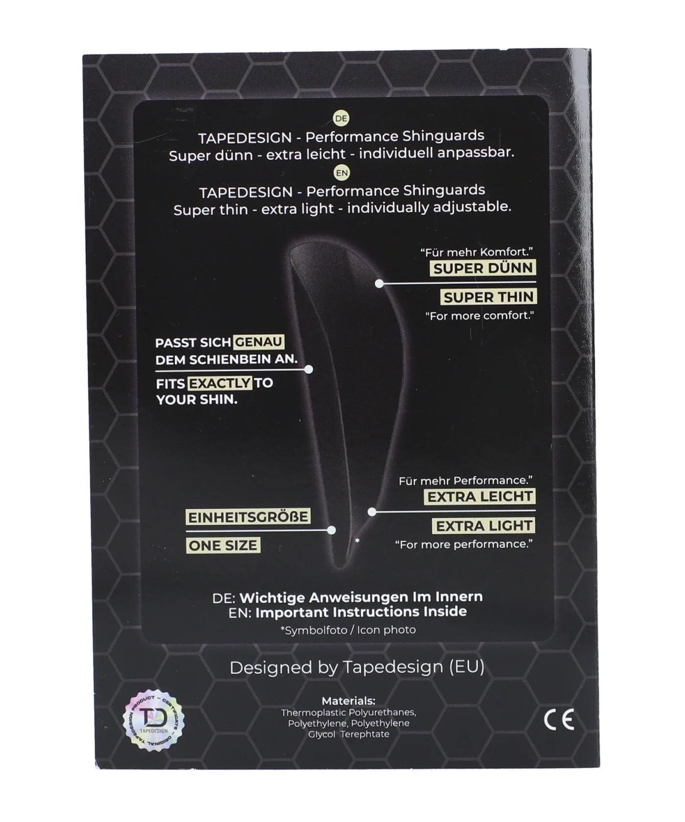 Tapedesign Performance Shinguards Schienbeinschoner Weiss