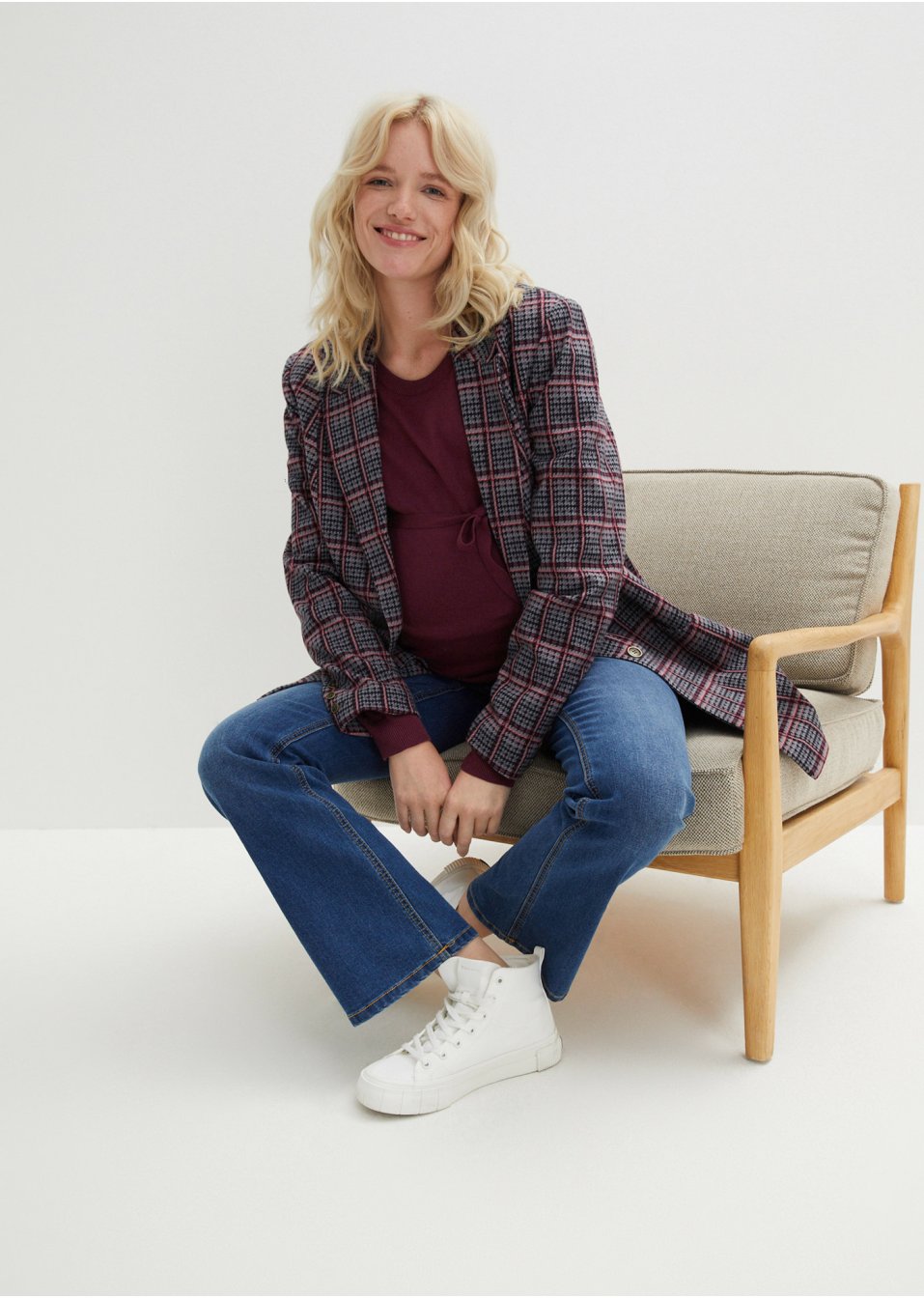 Pull de grossesse en 100% coton avec lien à nouer