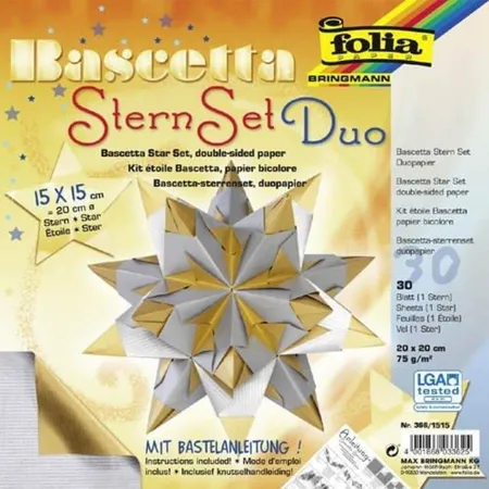 Folia 1515 Faltblätter Bascetta Stern Duo, silber gold, 15x15