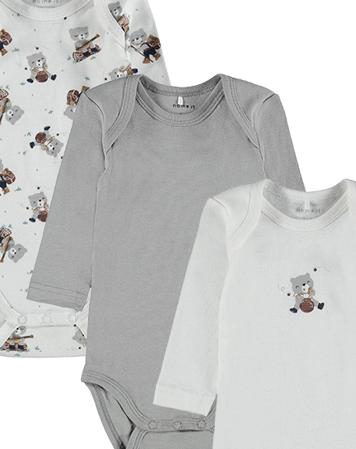 Langarmbody NBNBODY – BÄR 3er-Pack in alloy