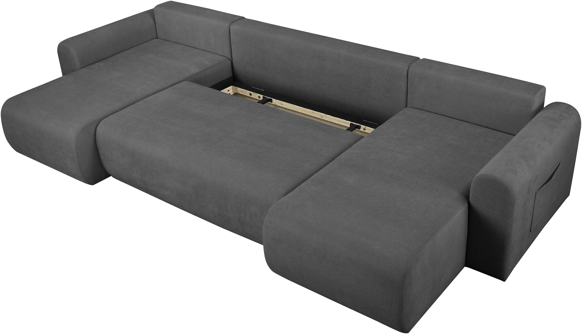 GOODproduct Wohnlandschaft »JONAA, 311 cm, U-Form, Schlafsofa, Boxspringfederung, Cord u. Struktur« 133/270cm, Bettkasten, Seitentaschen, Cord und Struktur