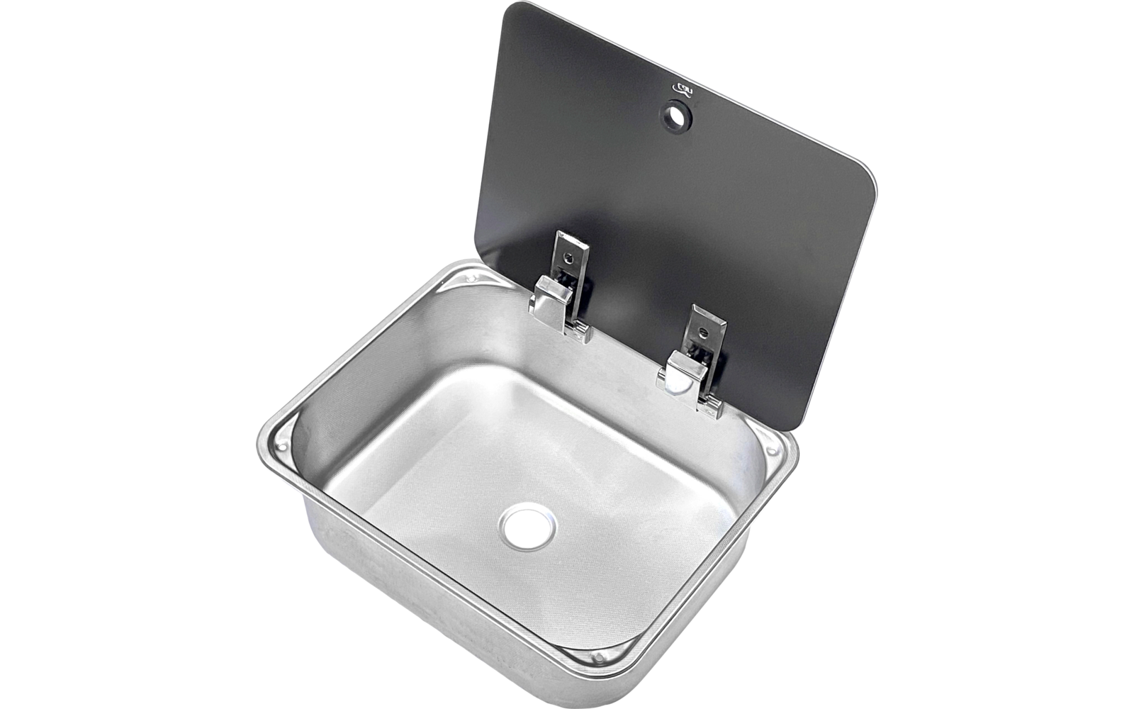 Can Edelstahlspüle C-LR1375-GR rechteckig mit Glasdeckel 375 x 325 x 125 mm
