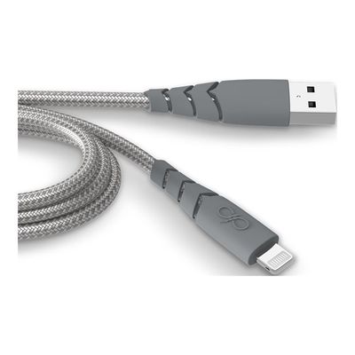 Force Power - Câble Ultra-renforcé - USB-A - Lightning - 1.2 m - 2.4A - Gris - Garanti à vie