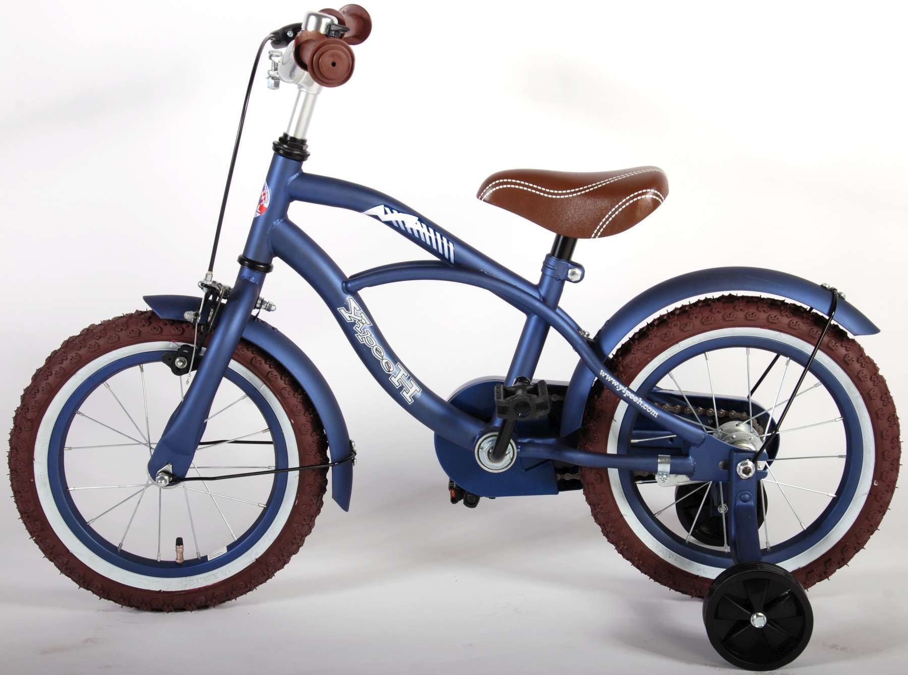 TPFSports Black Cruiser Kinderfahrrad - Jungen - 14 Zoll - Rücktritt + Handbremse - Schwarz