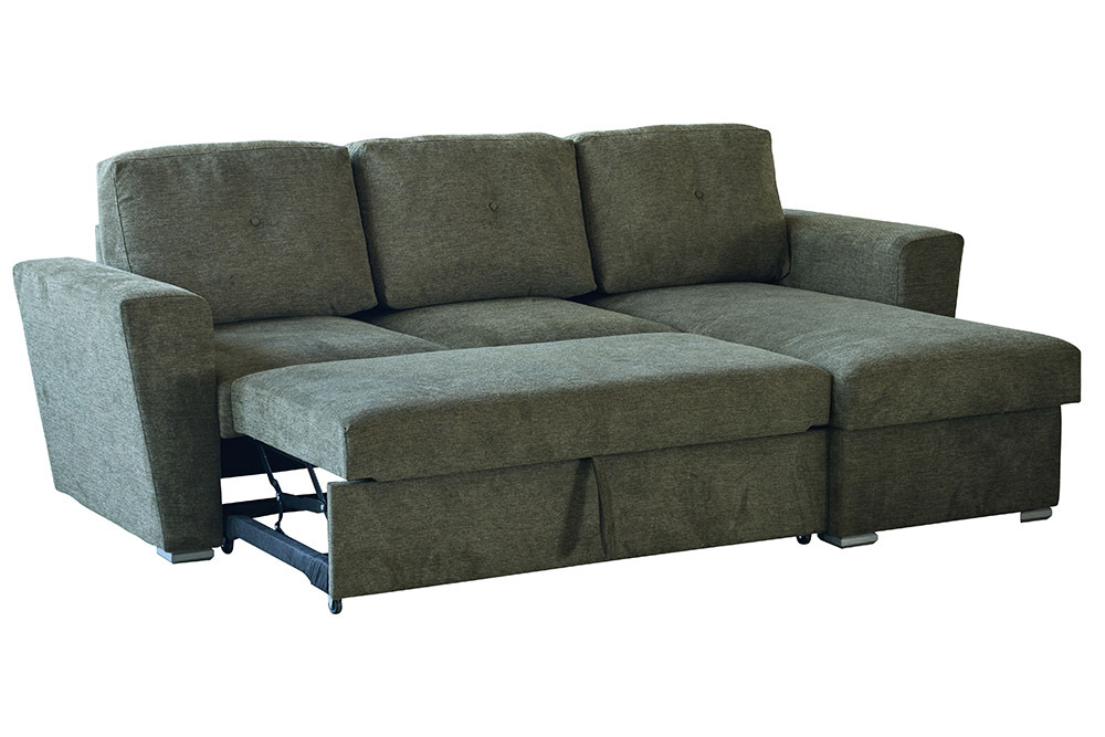 Schlafecksofa APARTMENT 245cm grün Strukturstoff inkl. Stauraum beidseitig aufbaubar