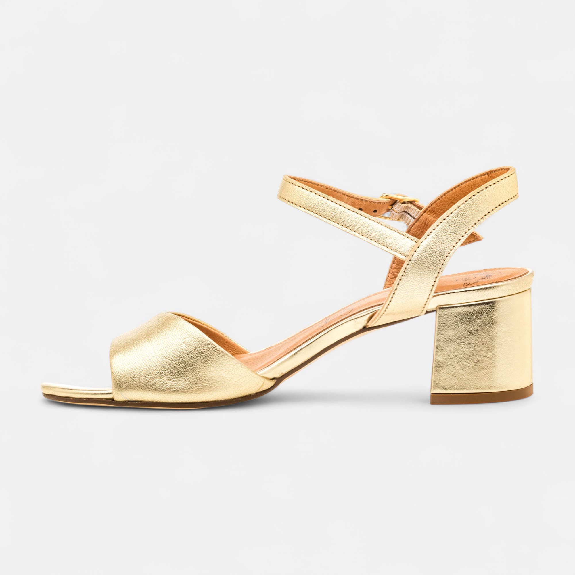 Nu-pieds à talon Femme en cuir or