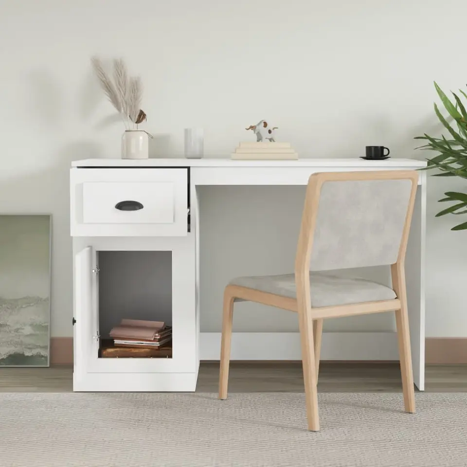 vidaXL - Bureau - Wit - Bewerkt hout
