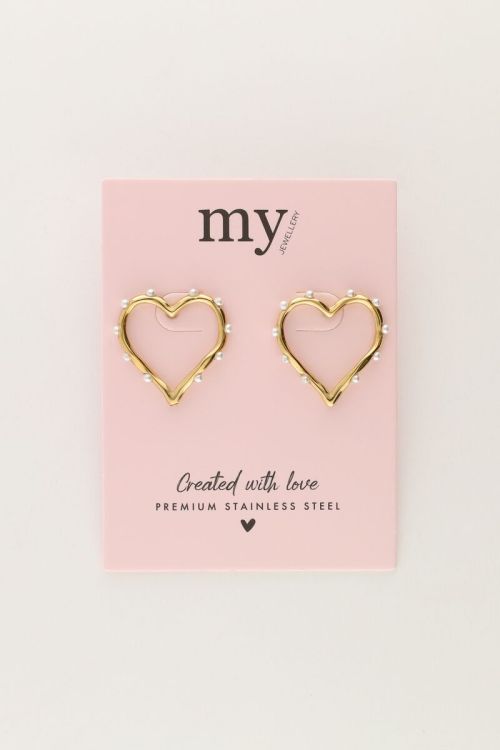 Studs met open hart en parels