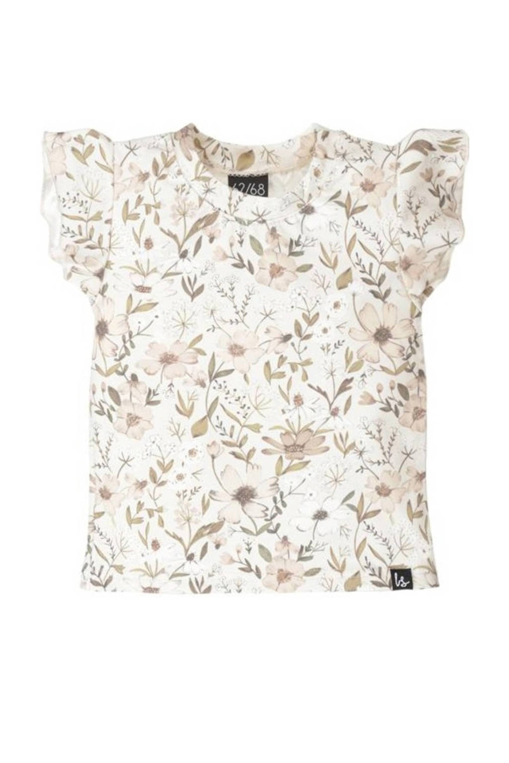 Babystyling baby gebloemd T-shirt zand