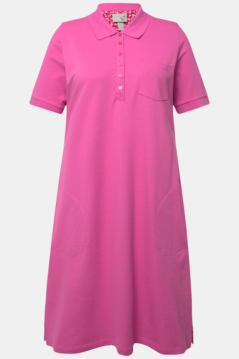 Polokleid, Piquee, halbe Knopfleiste, Halbarm