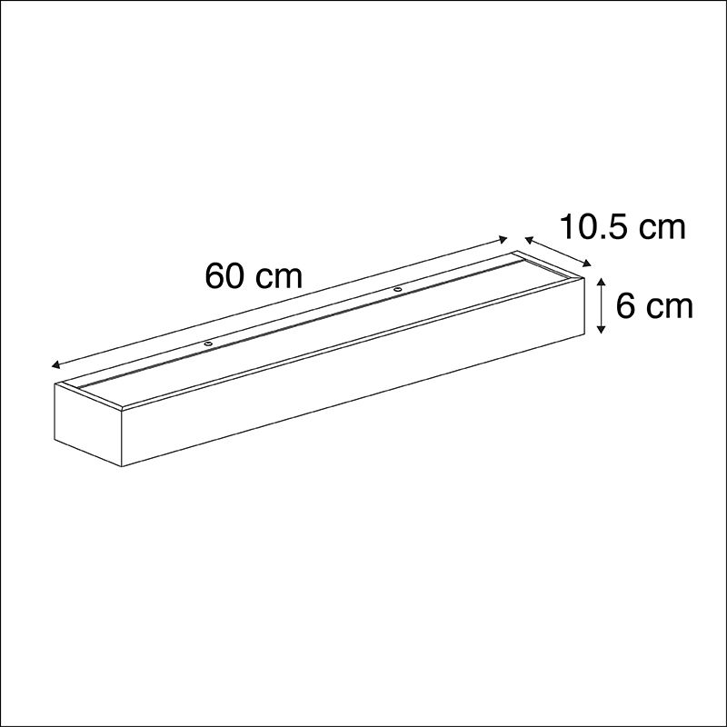 Design langwerpige wandlamp zwart 60 cm - Houx