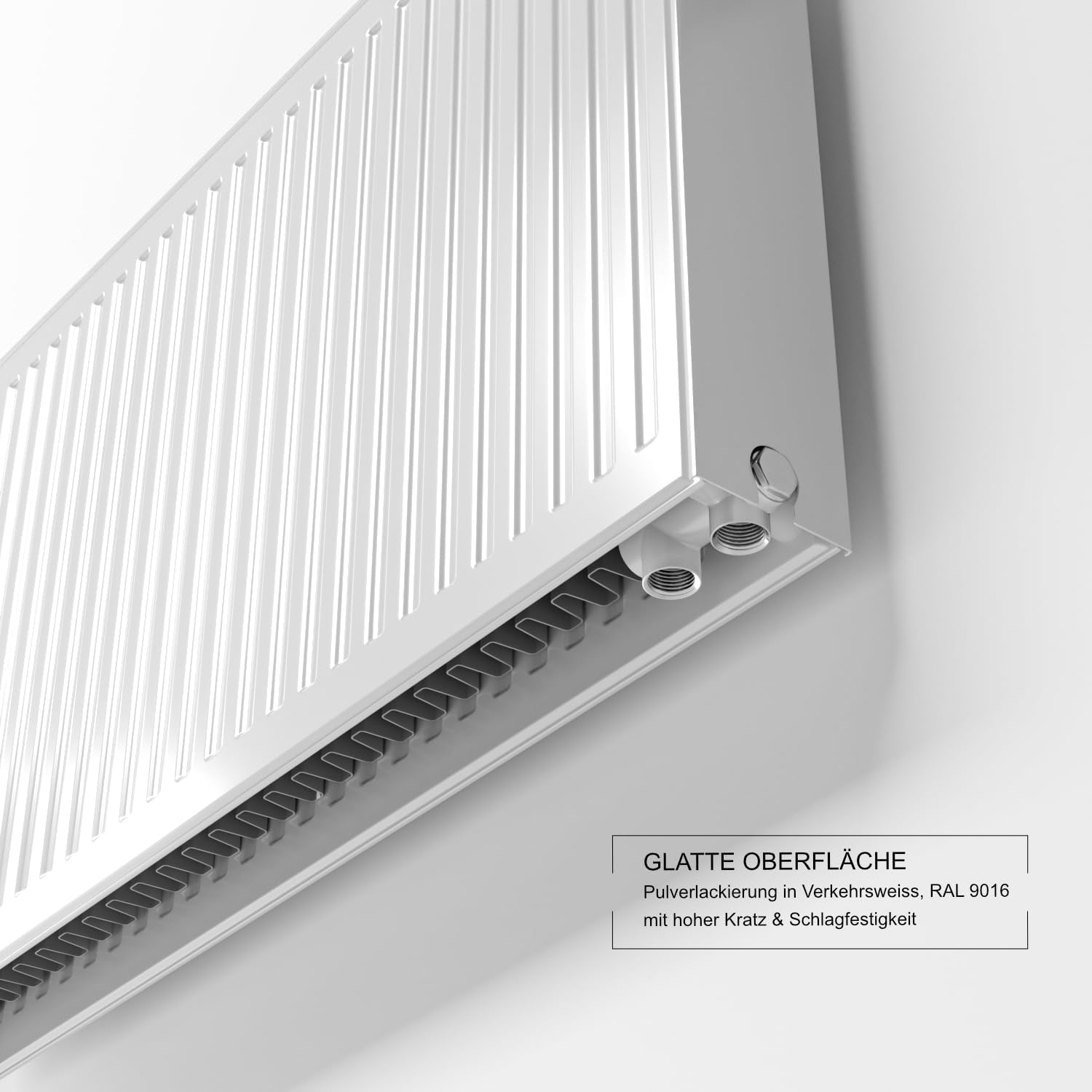 DESIGNO Universalheizkörper Kompakt & Ventilheizkörper Typ 22 -BH-600 x BL-1200 | inkl. Buderus Thermostatkopf - Ventil - Montagezubehör | Wärmeleistung 2.105 Watt