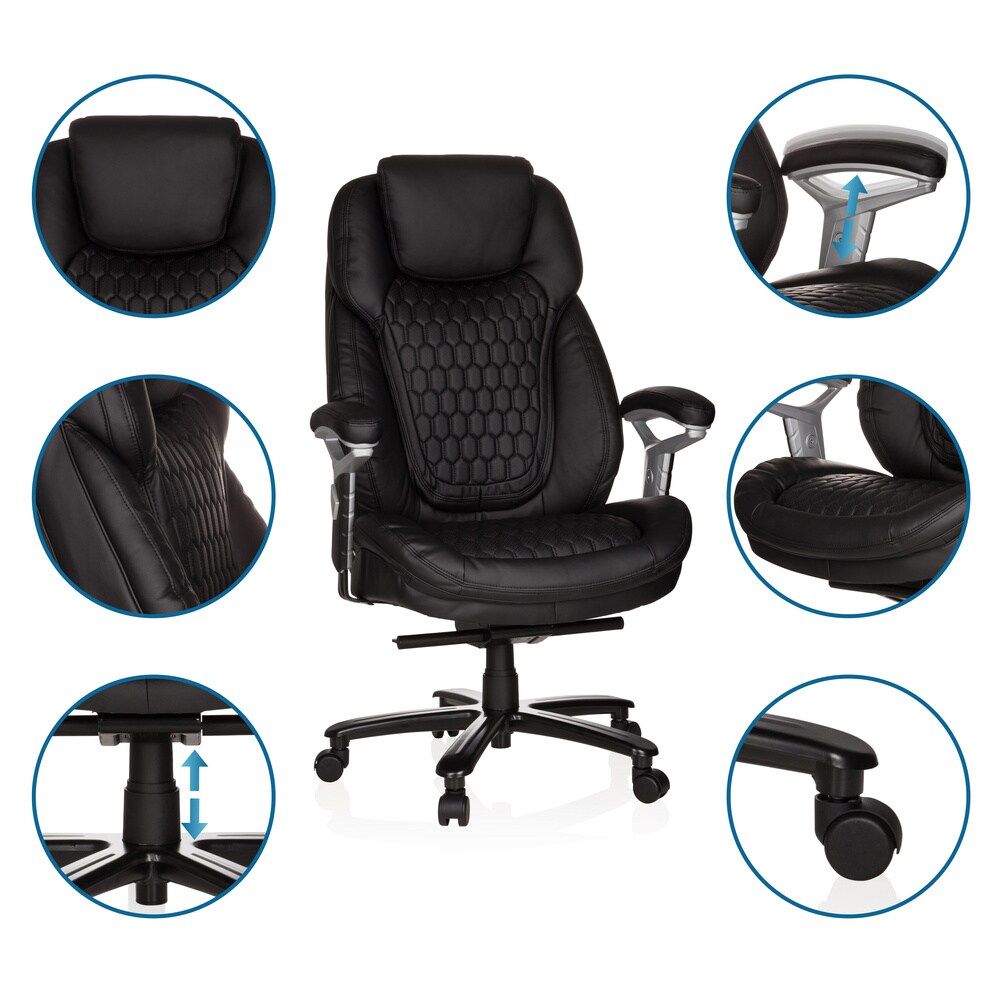 XXL Drehstuhl XXL PULLMANN Kunstleder mit Armlehnen (höhenverstellbar) hjh OFFICE