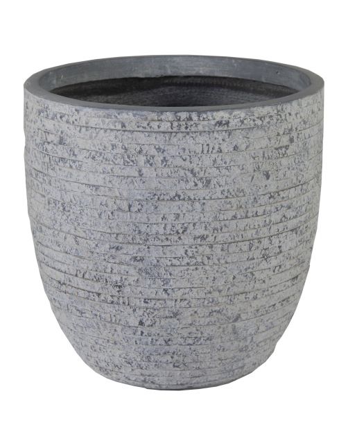 Mega Collections Utah Egg Pot Rond - Bloempotten - Ø32x31 cm Grijs
