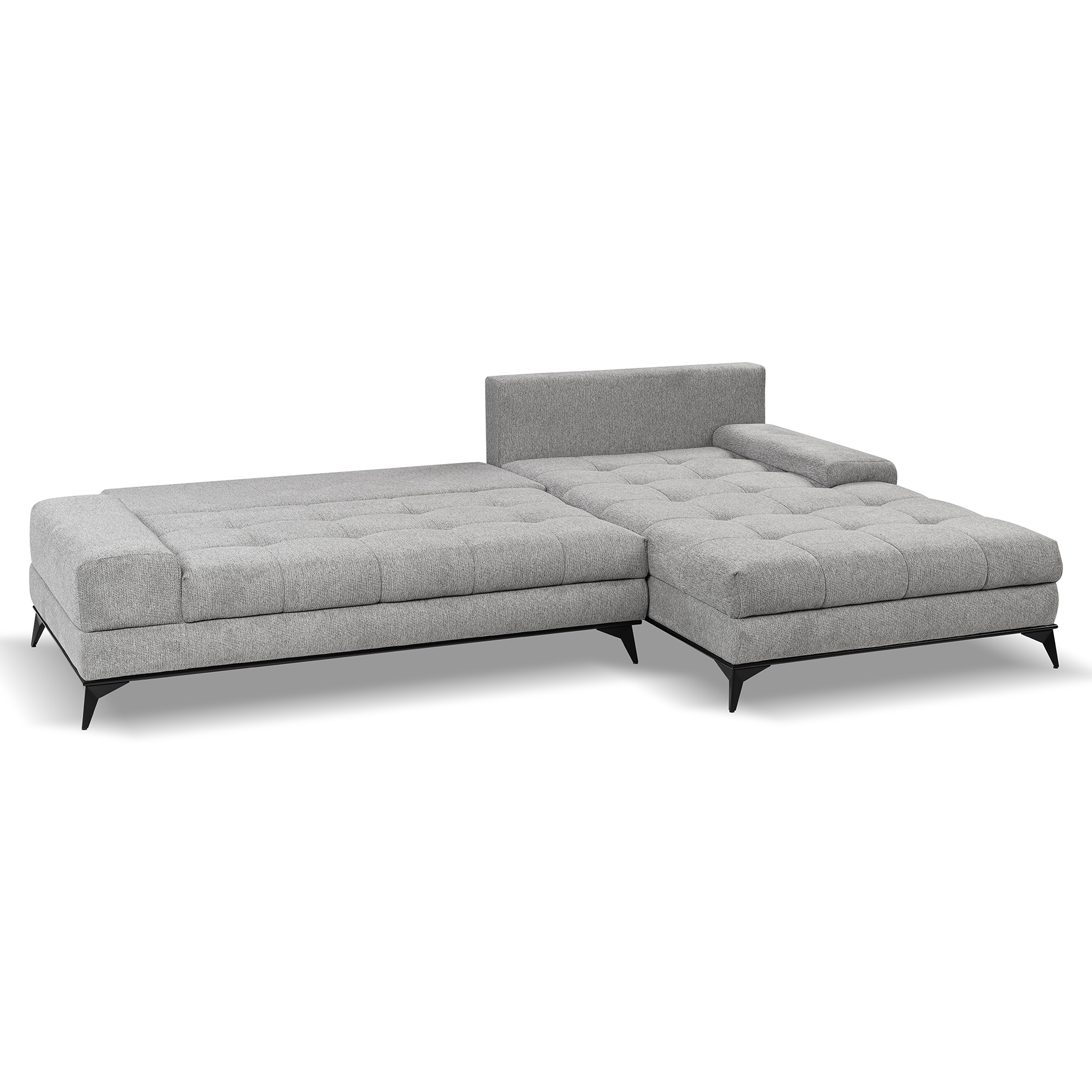 Ecksofa - grau - Liegefunktion und Staukasten - Longchair rechts