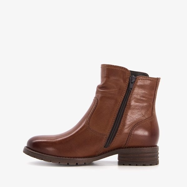 Hush Puppies leren dames enkellaarsjes cognac