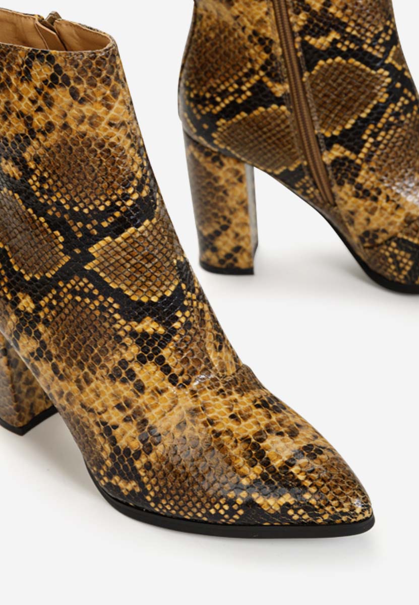 Bottines à gros talon bruns Annika