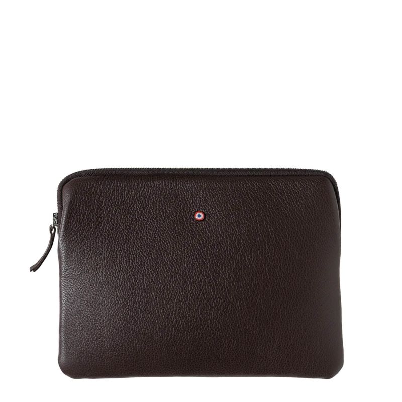 Pochette pour Ipad Guillaume Cuir grainé Terre brunie