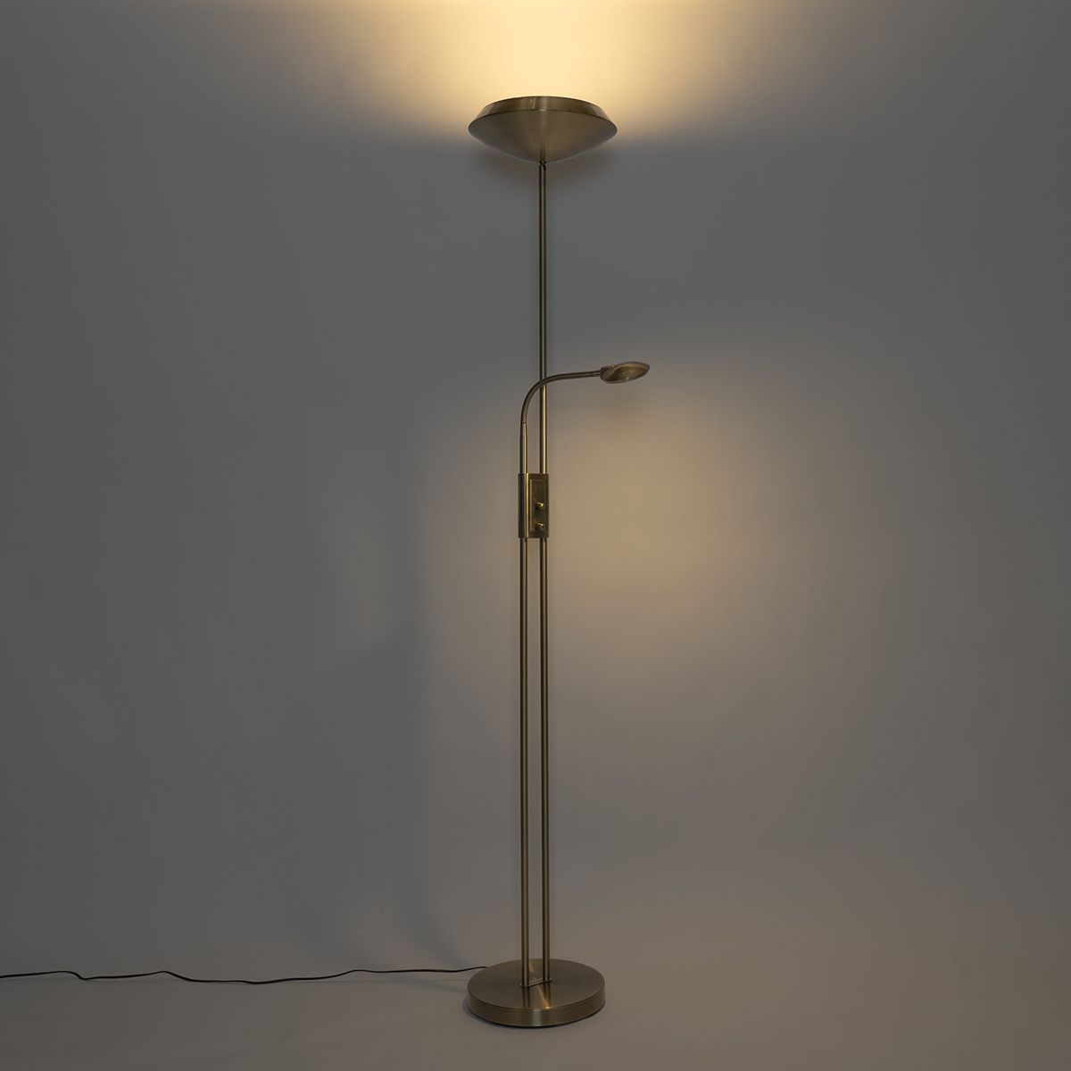 Vloerlamp brons incl. LED en dimmer met leeslamp - Fez