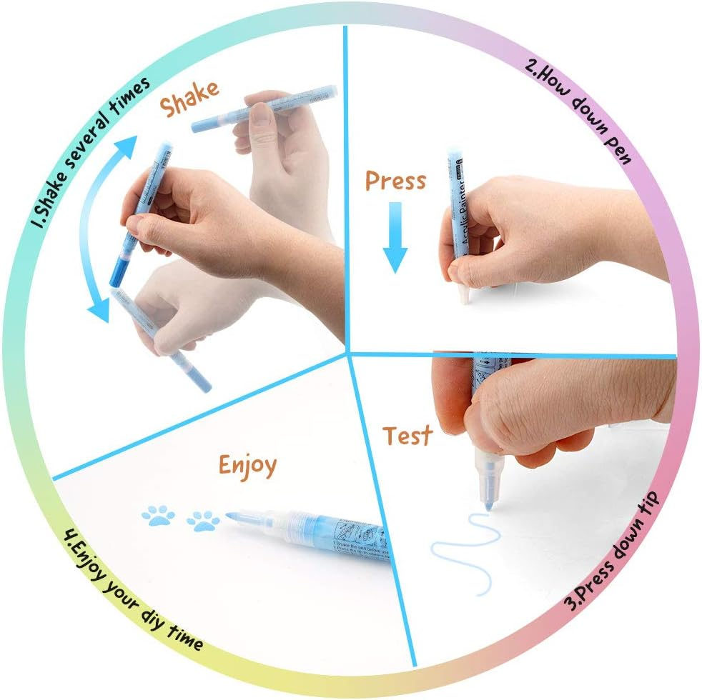 (12er Set) 0.7-3mm Wasserfeste Acryl Permanent Marker Pigment Stifte - Bunt