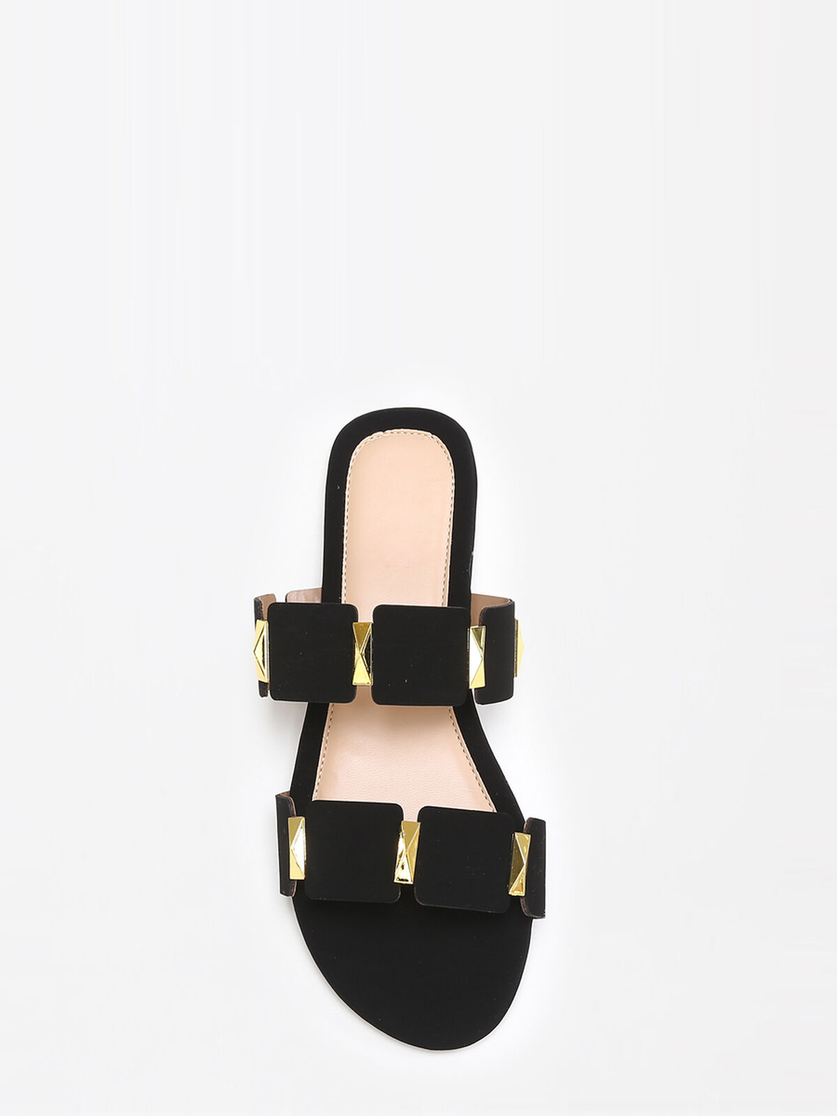Mules à double brides et détails- Noir
