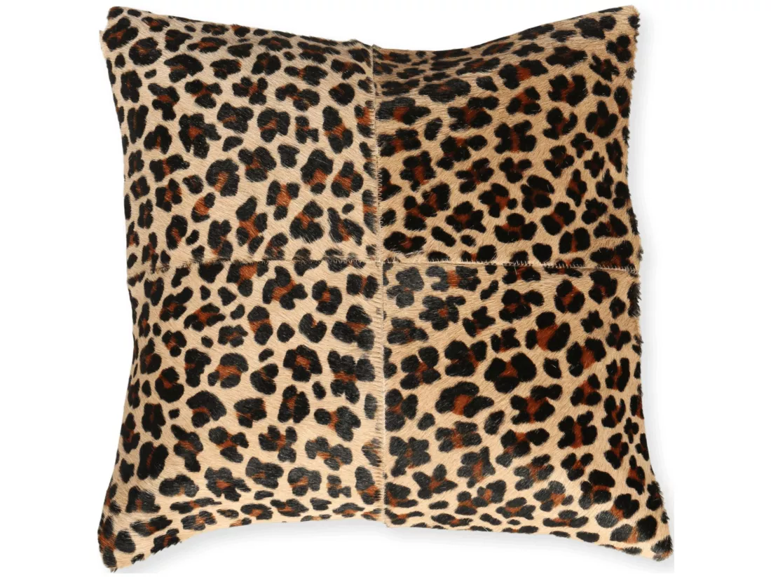 Coussin patchwork léopard jaune noir