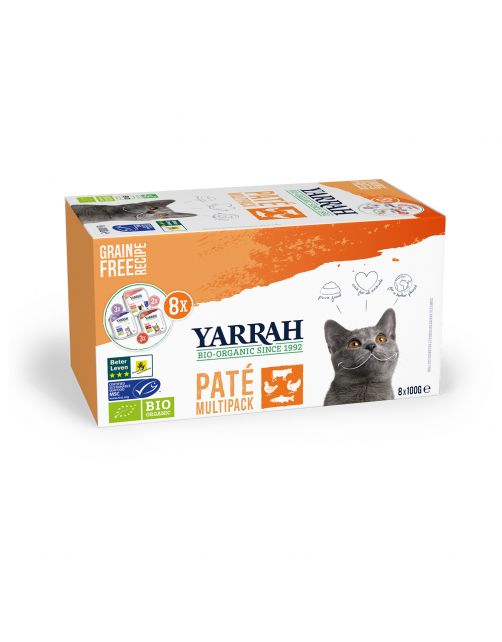 Yarrah Bio Kat Mult-Pack Alu Kuip - Kattenvoer - 8x100 g