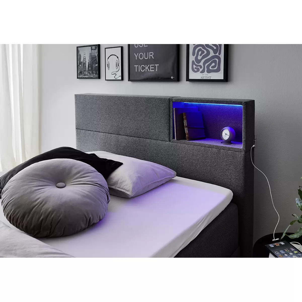 Boxspringbett Caja 120x200 Anthrazit