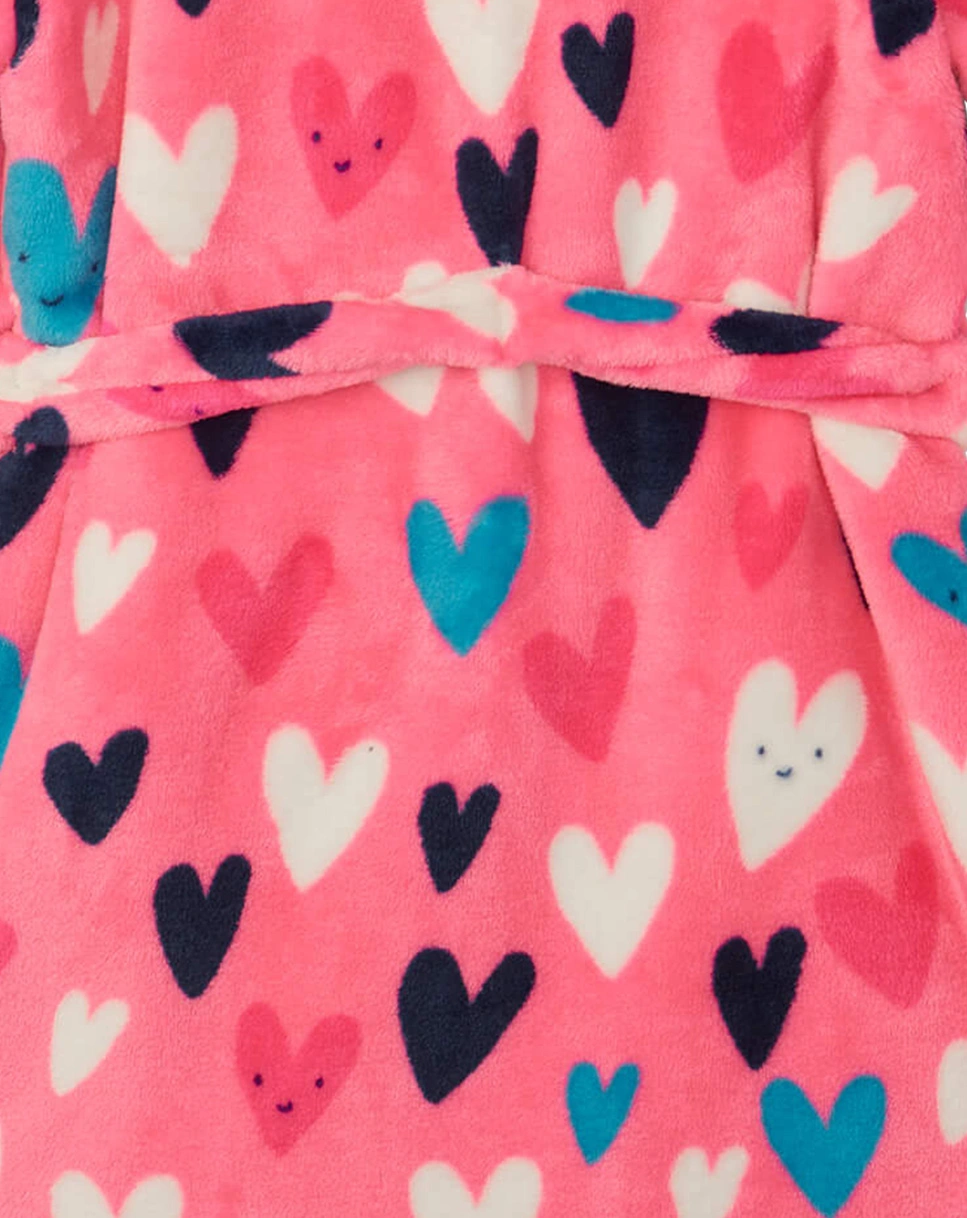 Fleece-Bademantel CONFETTI HEARTS in pink