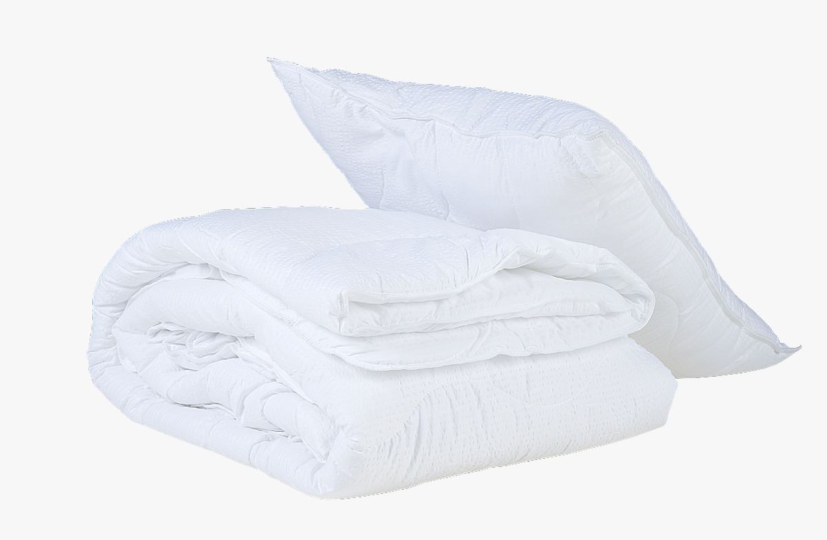 Helårs fiberdyne-/putesett hvit - 140x220 cm