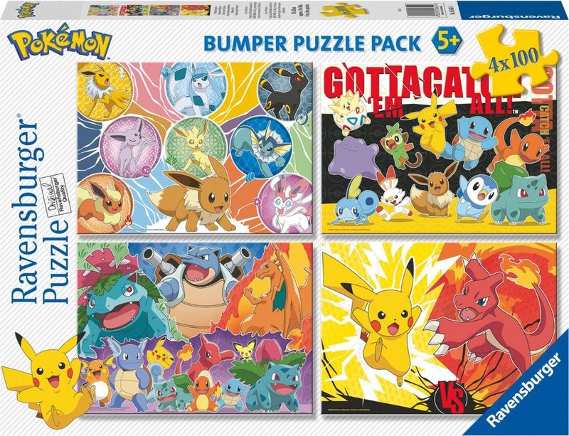 Ravensburger - Pokémon 4 in 1 - Legpuzzels - Multicolor - Karton - 4 Puzzels van 100 Stukjes