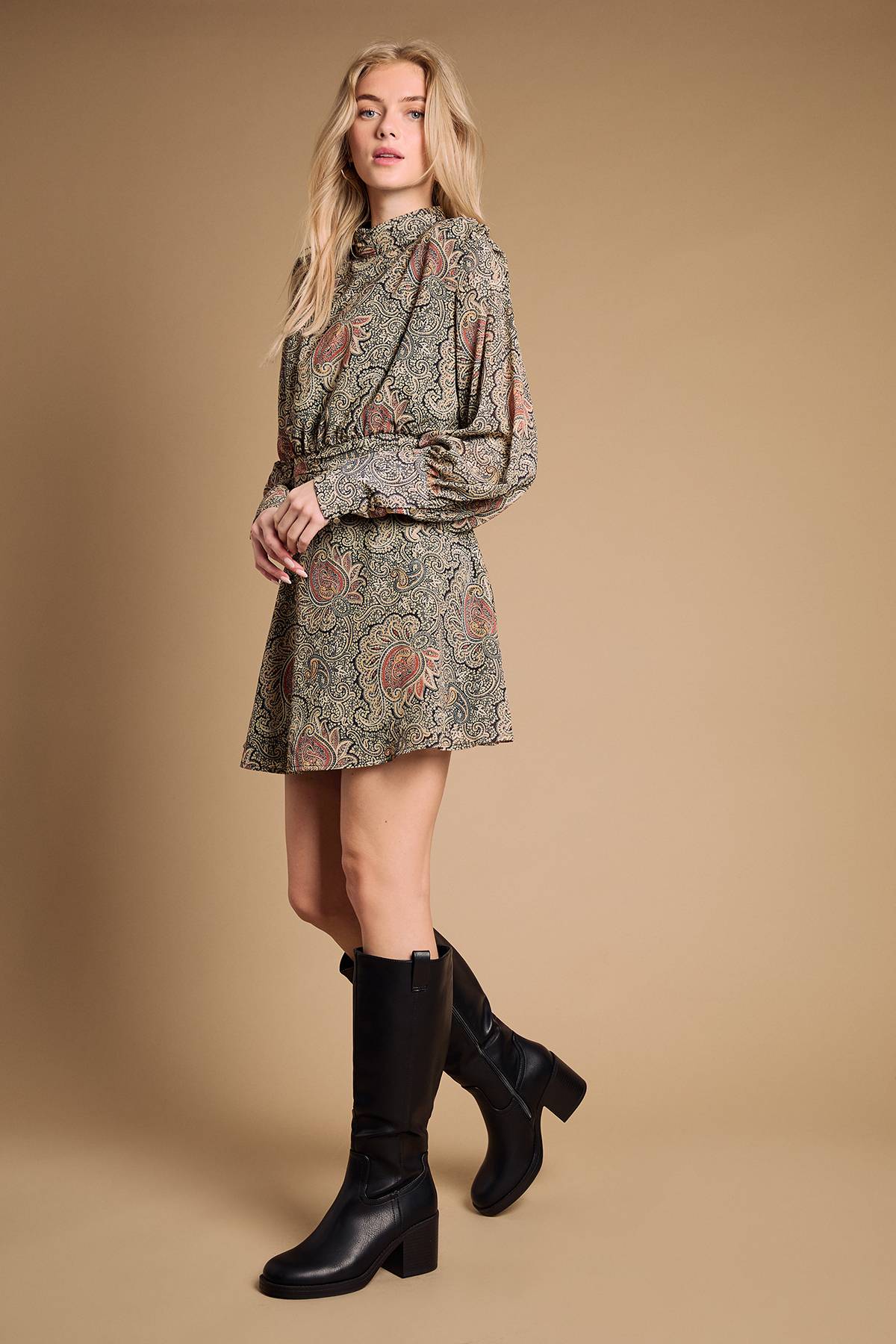Oasis Bottes Hautes Kyrene en synthétique à Plateforme Gaucho et Talon Bloc