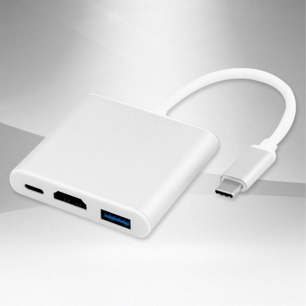 USB C auf HDMI / USB / USB Typ-C Hub Adapter für MacBook / Laptop / PC - Silber