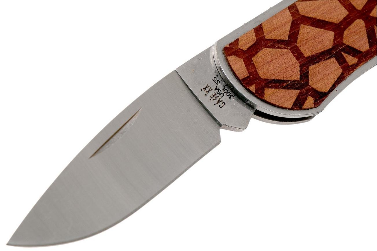 Case x Woodchuck Executive Lockback Brushed Stainless, Giraffe, 64320, M1300L SS zakmes