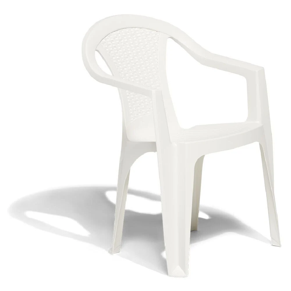 Fauteuil monobloc Viva plastique blanc dossier tressé 56x53xH80cm