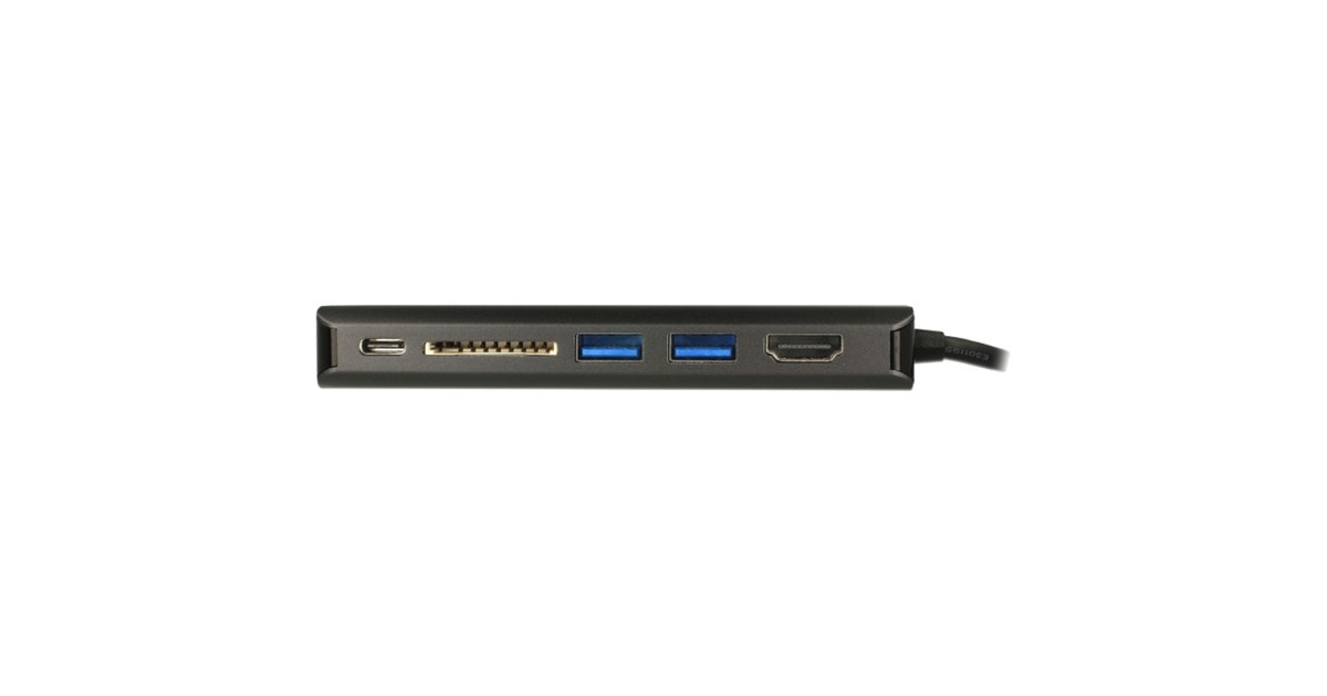 DeLOCKUSB Type-C 3.1 Docking Station HDMI 4K 30 Hz, Gigabit LAN en USB PD functie  (Antraciet, HDMI, USB-C, USB-A, SD-kaartlezer)