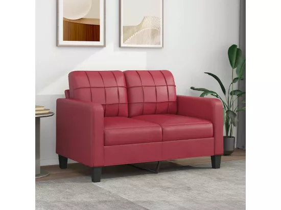 Canapé à 2 places Rouge bordeaux 120 cm Similicuir