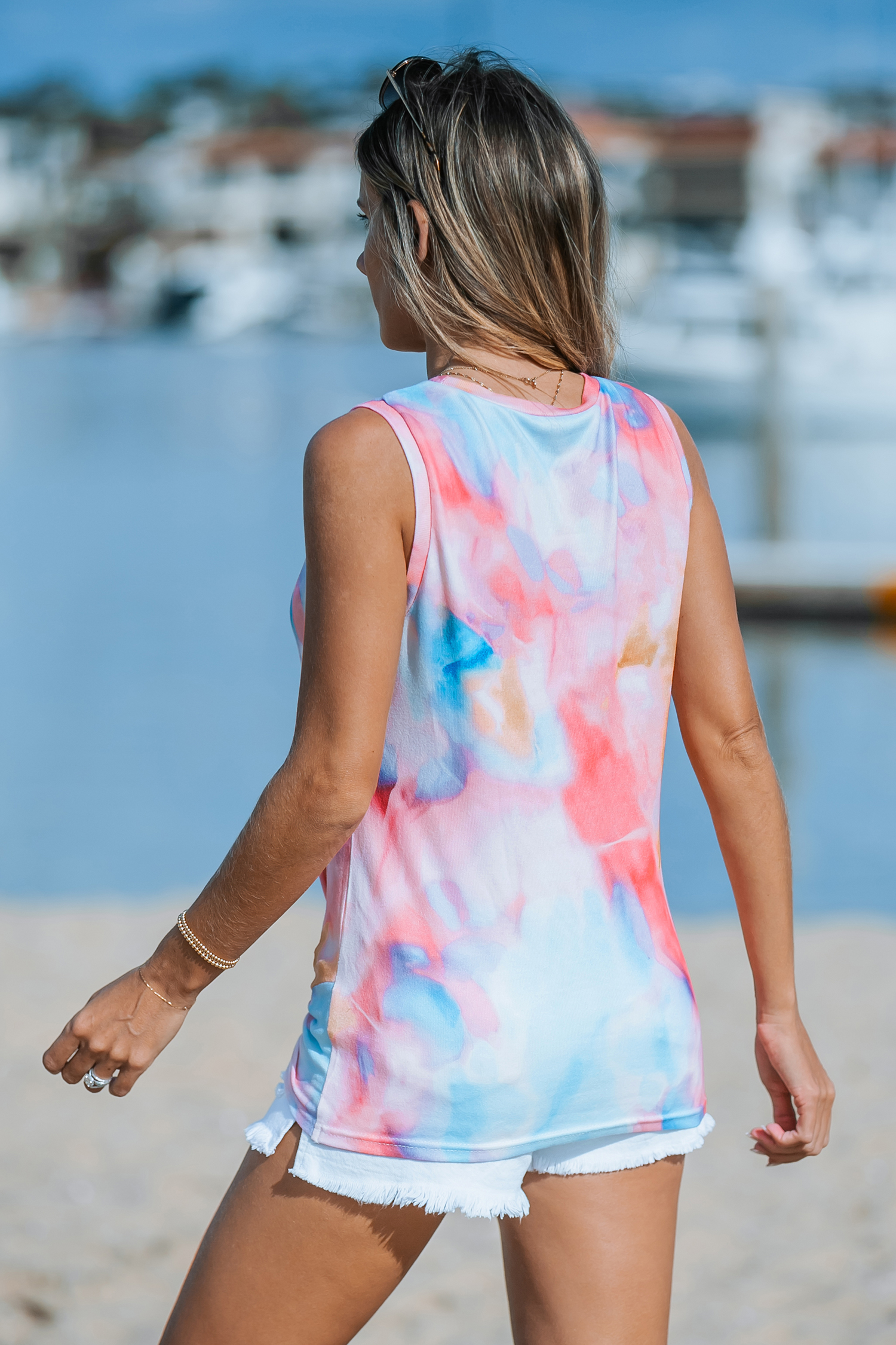 Débardeur torsadé tie dye rose