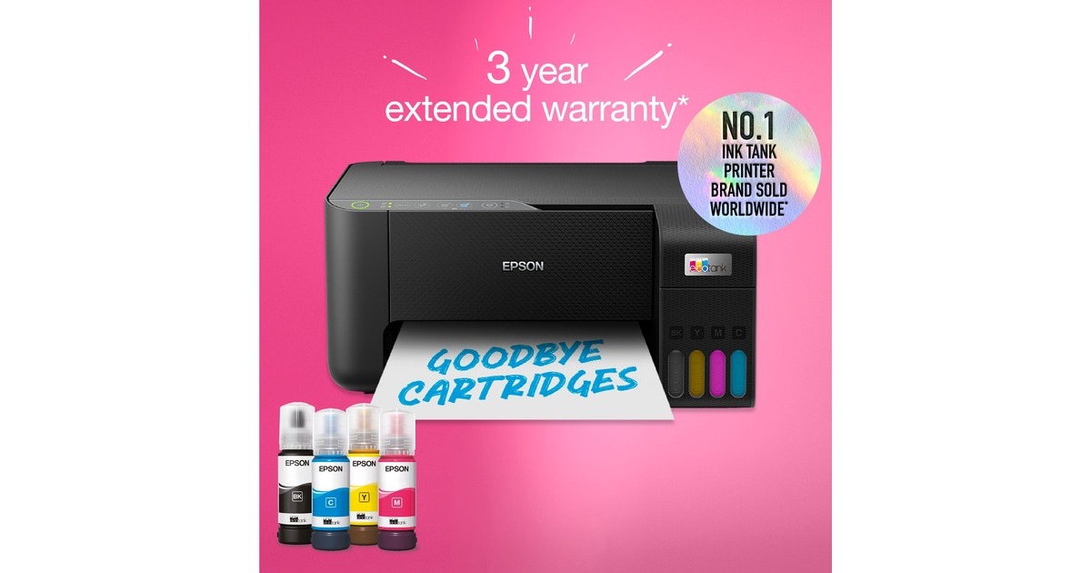 EpsonEcoTank ET-2860 A4 multifunctionele Wi-Fi-printer met inkttank all-in-one inkjetprinter  (Zwart, Scannen, Kopiëren, inclusief tot 3 jaar inkt)