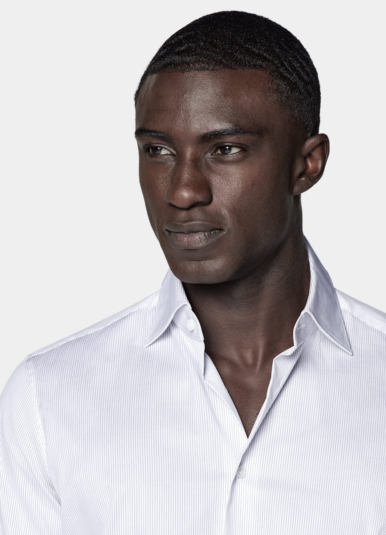 Chemise coupe ajustée en twill blanche à rayures