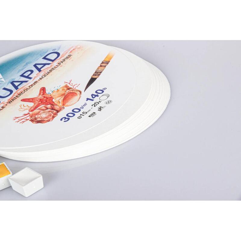 Feuilles rondes Aquapad papier aquarelle Ø15cm 20F 300g