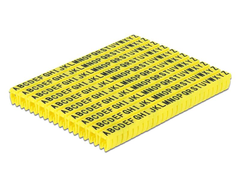 Delock Kabelkennzeichnung Clips A-Z  gelb, 10x 26 Stück Delock Kabelmarker Clips A-Z gelb 260-teilig