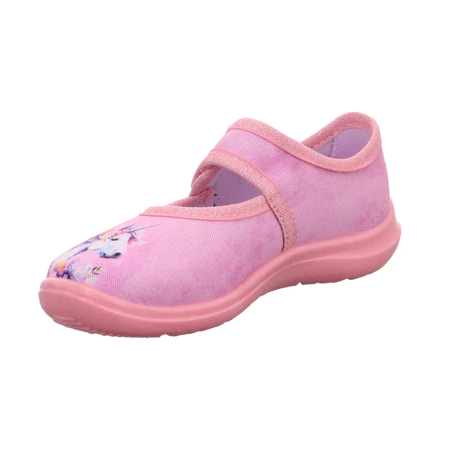 BECK Kinder-Hausschuh Rosa Textil  schmaler Mädchenhausschuh