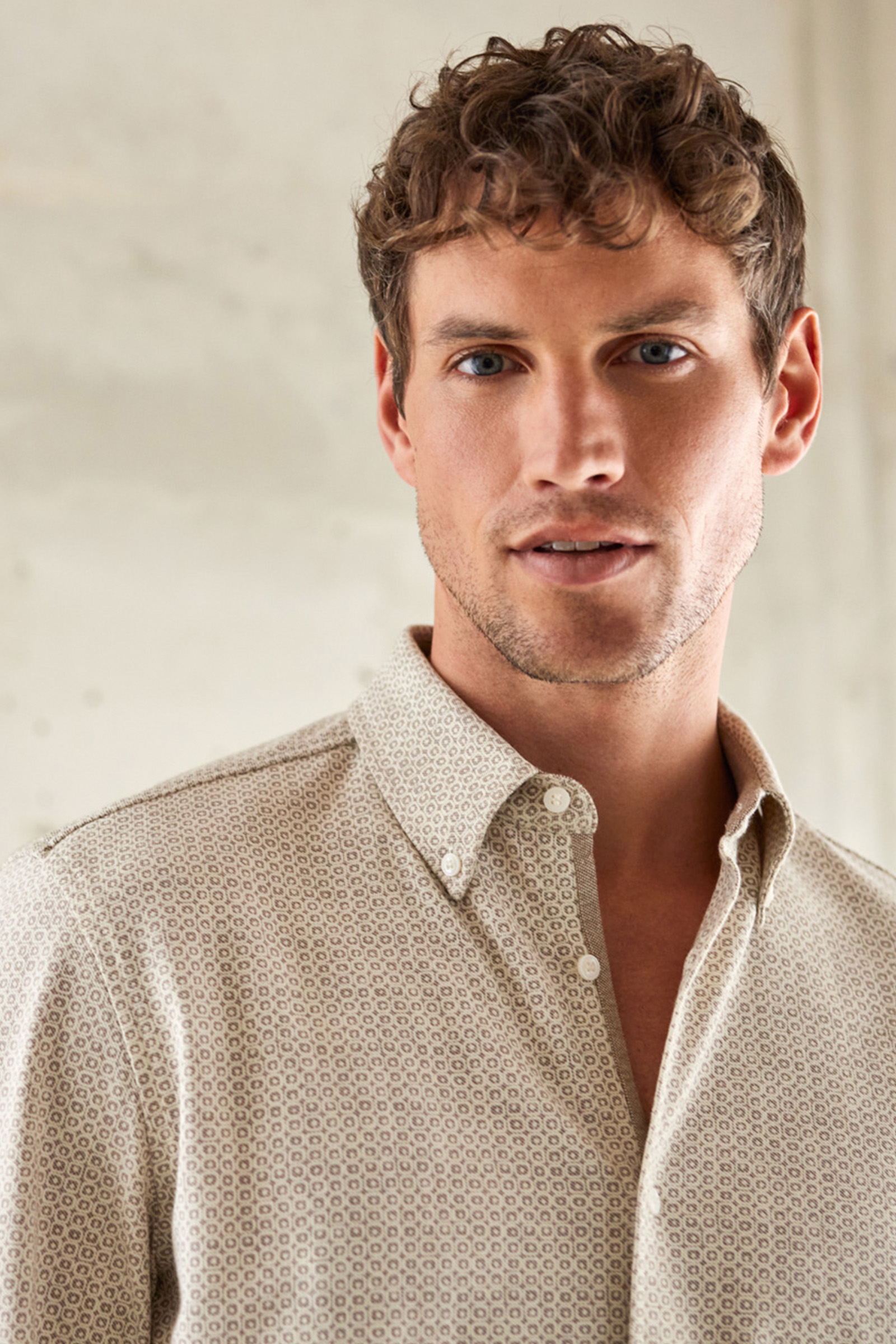 piqué-jersey overhemd met dessin WE Fashion Beige