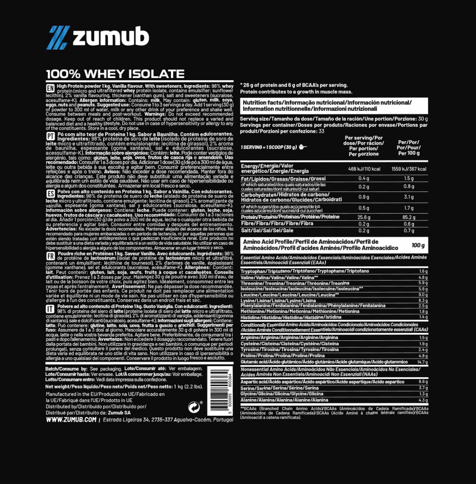 Zumub 100% Whey Isolate 30g