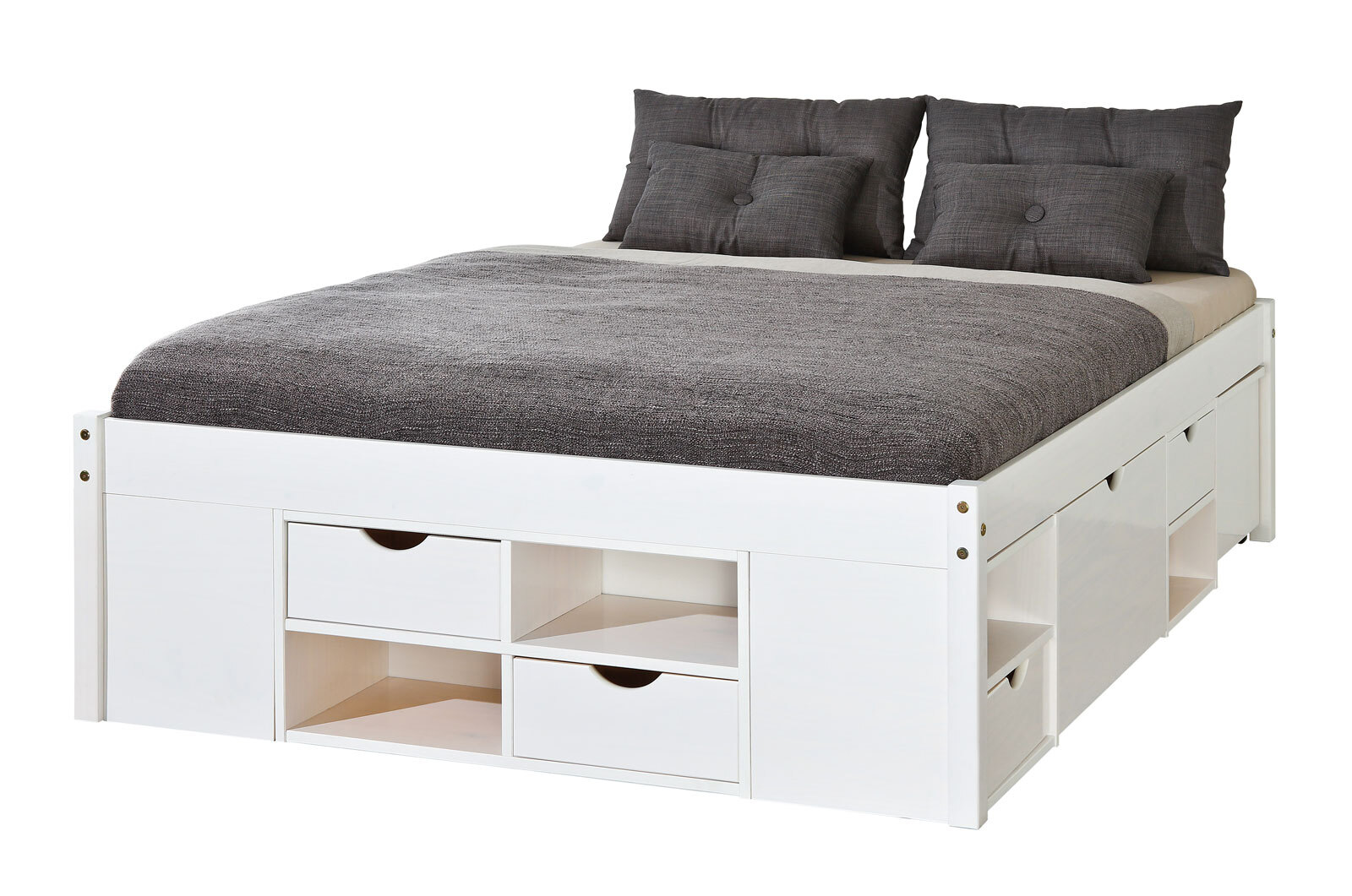 Stauraum-/Funktionsbett LAURO 180 x 200 cm weiß