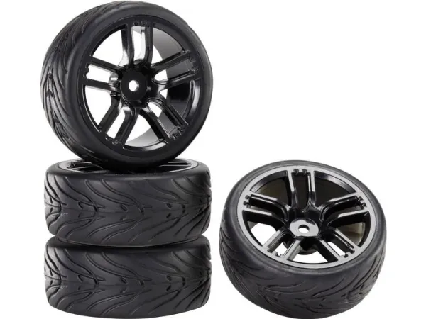 Reely 1:10 Vejmodel Komplette hjul Devil GT Sort 4 stk