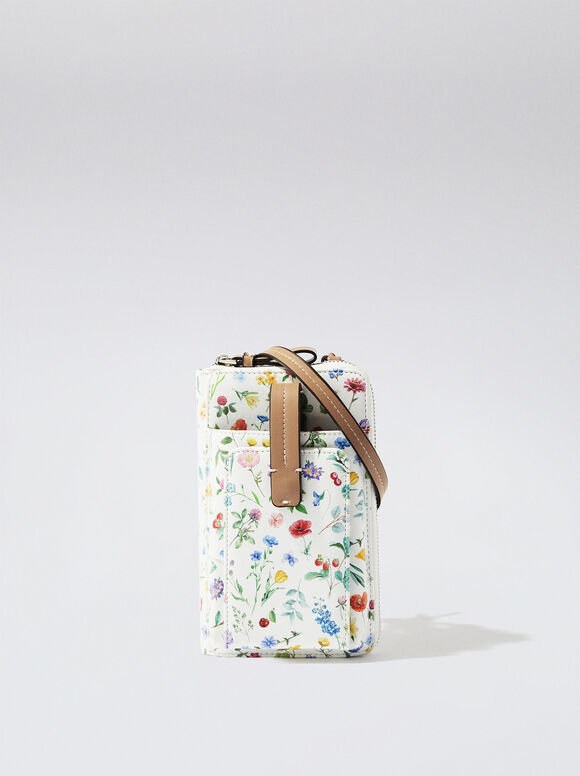 Bolsa para celular com estampa floral - Vermelha