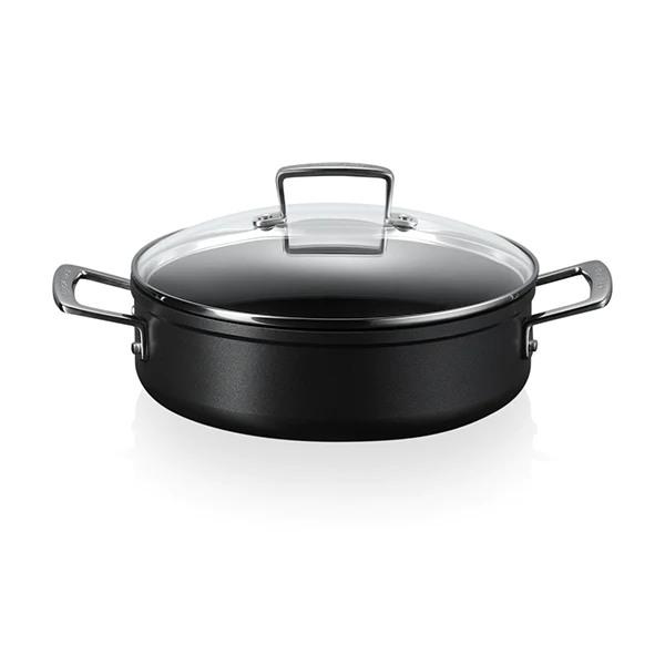 Sauteuse rondeau anti-adhérente Les Forgées 28 cm et couvercle en verr